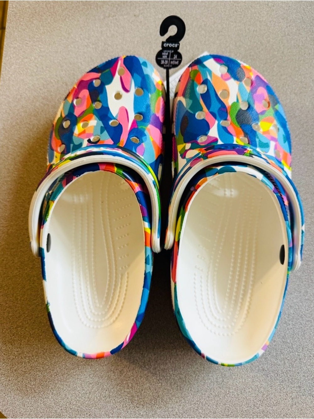 CROCS Multicolor Print Clogs with White Footbed